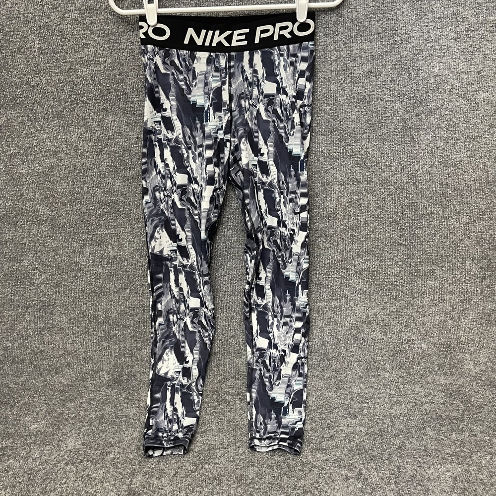 Nike Pro Mid-Rise Training Leggings Womens Sz S DV4888-010 All Over Print